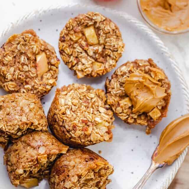 Large plate of apple cinnamon oatmeal cups