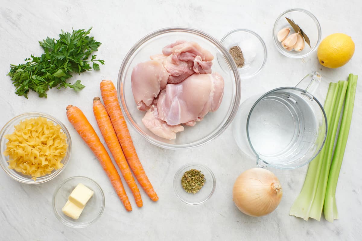 Process shots to show how to make the recipe after the chicken broth is done