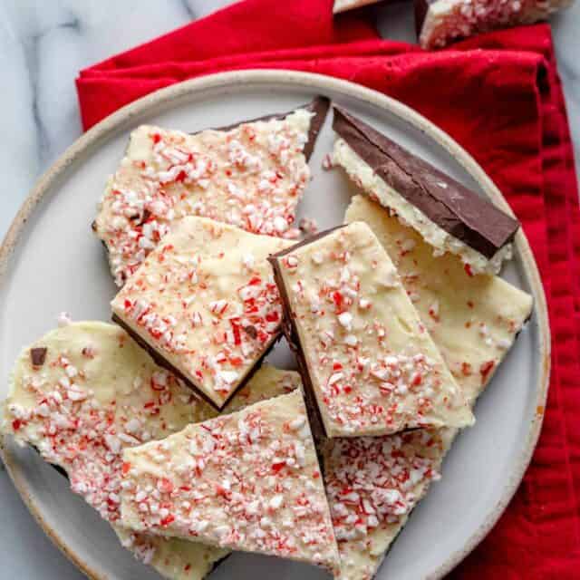 Chocolate Peppermint Bark on a table