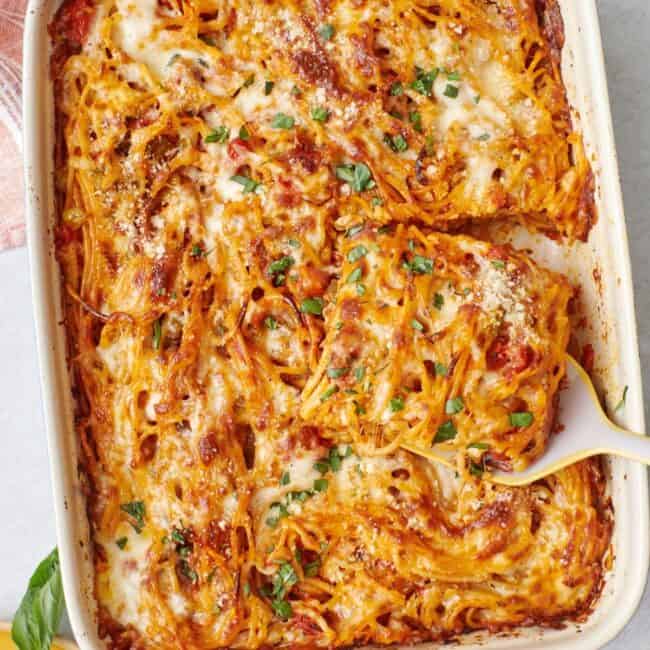 Easy baked spaghetti.