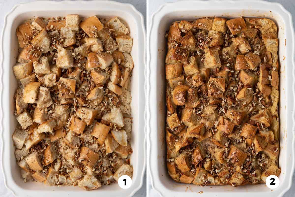 2 image collage of recipe before and after baking.