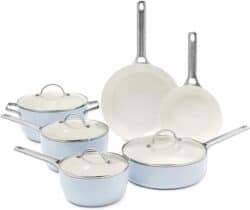 GreenPan Padova Ceramic Non-Stick 10Pc Cookware Set, Light Blue