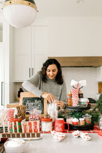 Yumna setting up hot chocolate bar for party