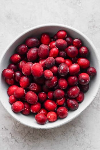 Bowl of frozen cranberries