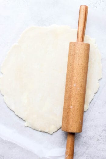 Rolling out pie crust to use in pie recipes