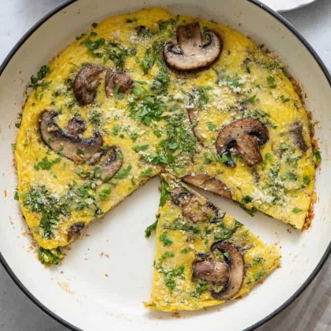 Mushroom Frittata in pan.