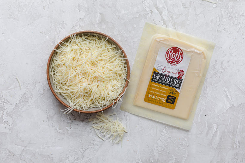 Roth Cheese Grand Cru shredded in a bowl