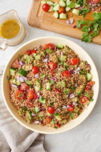 Small bowl of quinoa avocado salad