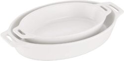 STAUB Ceramics Oval Baking Dish Set, 2-piece, Matte White