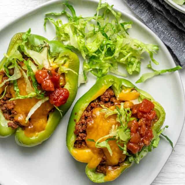 2 Taco Stuffed Peppers on a white dish