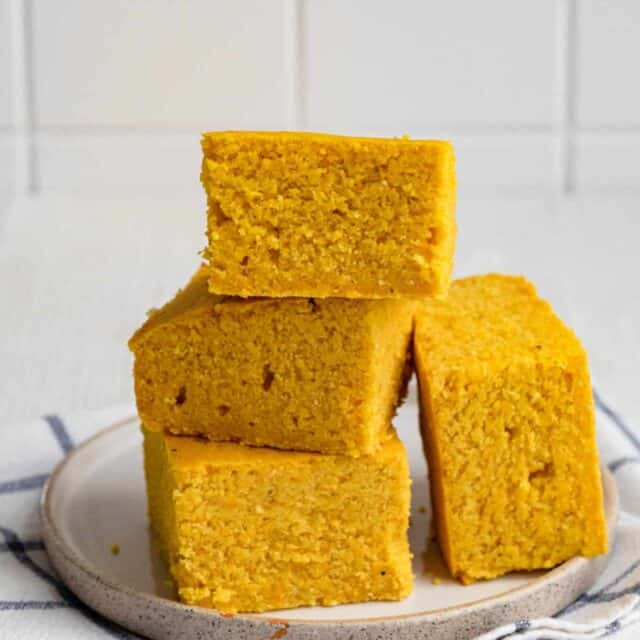 Small plate with 4 vegan cornbreads