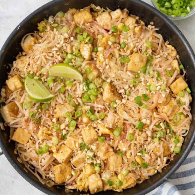 Vegetarian pad Thai with tofu.