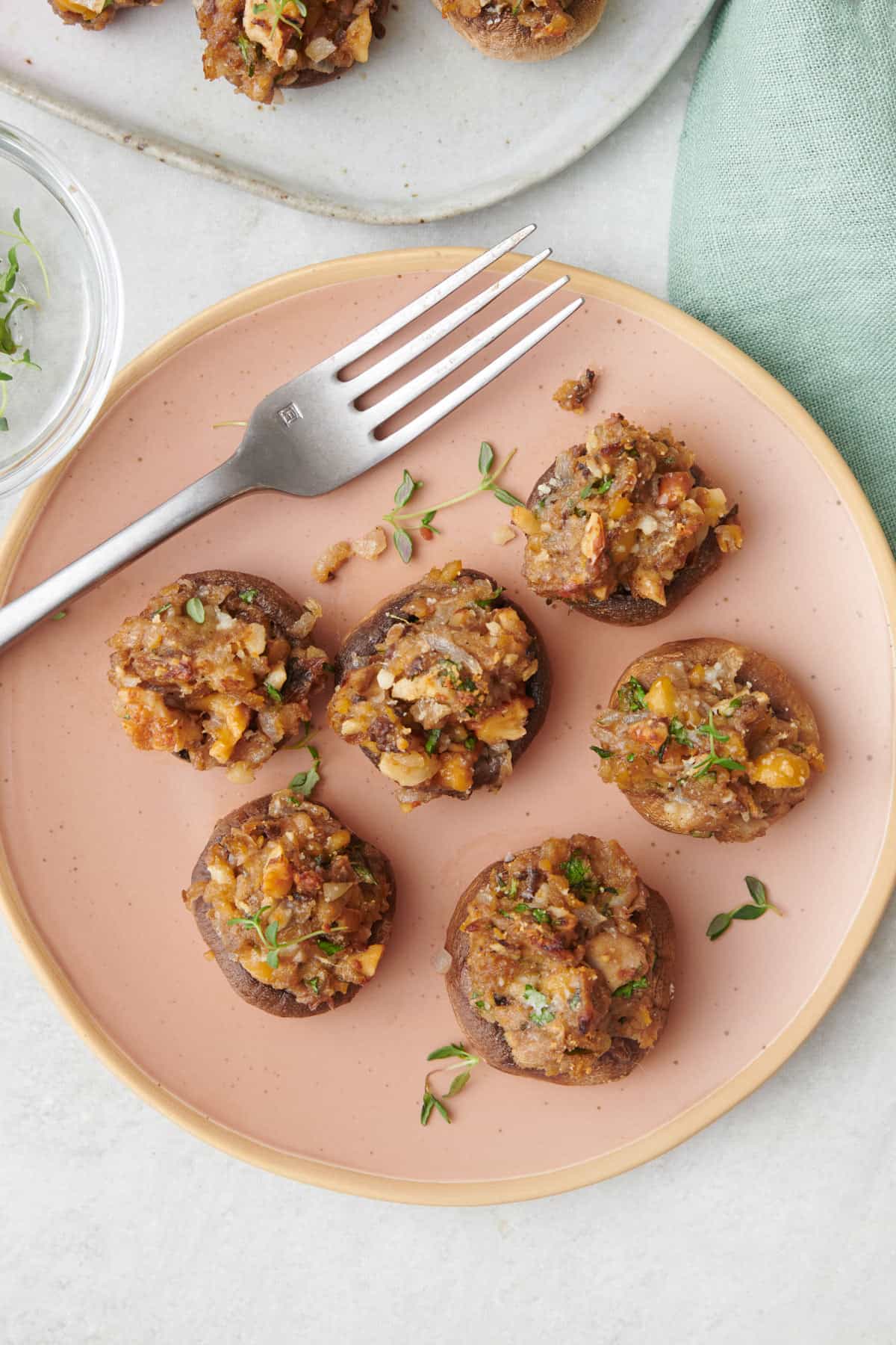 Hallowed mushrooms on a baking dish